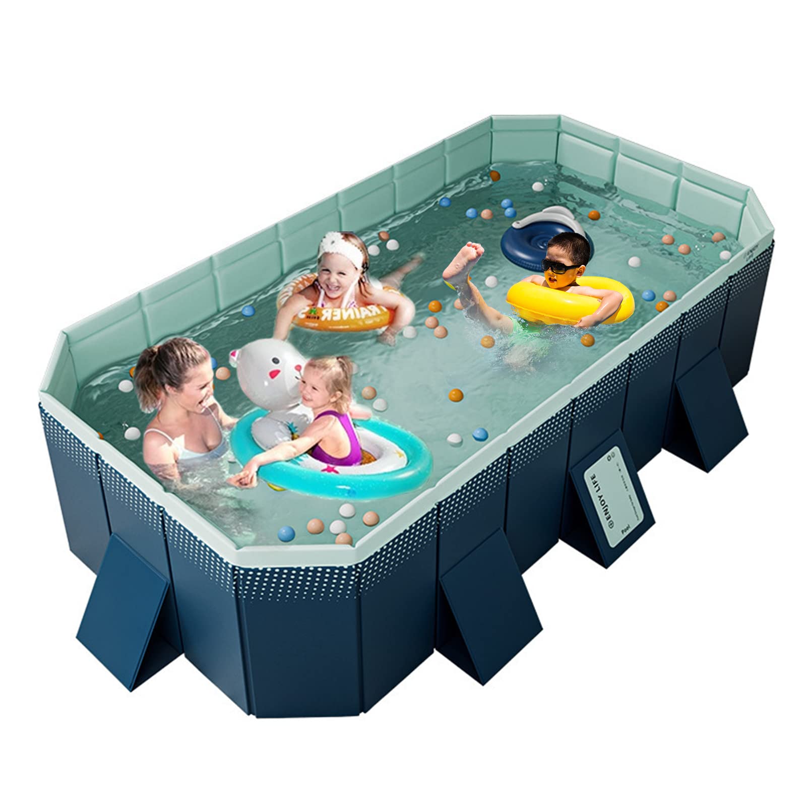 SIGESHUO Pool, Large Household Pool, No Air Pump, Foldable, Large Pool, Deep Square, Large Pool, Large Pool, Large Pool, Large Pool, Large Pool for Kids, Extra Large Pool, Convenient Storage, For Adults, Home Use, Garden, Veranda, Indoor, Sandbox, Garden, Against Extreme Heat (185 x 138 x 53, A) - 1
