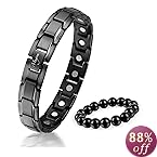 MUGOM 磁気ブレスレット メンズ ゲルマニウム ブレスレット 静電気除去 純チタン製 血行促進 睡眠改善 オシャレ 肩こり軽減 抗疲労 金属アレルギーフリー