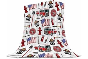 Firefighter Blanket 50x60 Inches - Extra Large Fire Truck Throw for Kids, Adults - Ultra Soft Fleece Firetruck Throw Blankets for Couch, Sofa, Camping - Warm Cozy Fireman Gift for Boys, Girls, Teens