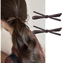 Amazon.co.jp: Natunofu ヘアクリップ PUレザー リボン ヘアピン