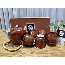 Amazon.co.jp: たち吉橘吉 魚藻文(蟹海老魚海藻柄) 茶器揃 赤色
