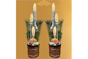 NEKOMI【生花門松シリーズ】1対2鉢 100cm 特大 正月飾り 玄関飾り シンプル豪華門松 25日～30日期間内配送 (１対100㎝杉皮巻春光扇門松)