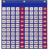 Eamay Hundreds Pocket Chart,with 130 Number Cards, for Teacher Lessons in a Classroom or for Use at Home(100 Pockets)