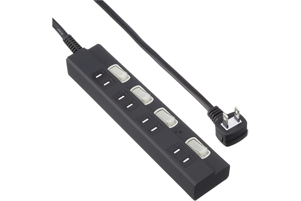 雷に強い節電タップ 4個口 1m 黒_HS-TPK41PBT-K 00-6941