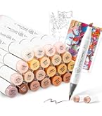 Amazon | Ohuhu マーカーペン 筆タイプ 36色 肌色系 プロ愛用 イラスト