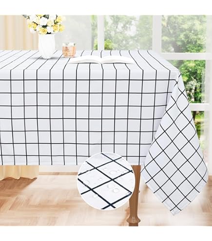 Amazon｜SAWAN テーブルクロス シンプル 格子柄 ホワイト 140x140cm