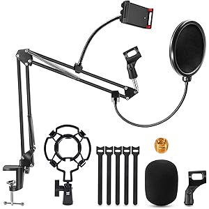 【耐荷重2KG】マイクスタンド マイクアーム 卓上 コンデンサーマイク用 マイクホルダー デスクアーム式 伸縮 金属製…
