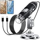 SKYBASIC USBデジタル顕微鏡カメラ、ハンドヘルドHD検査カメラ、調節可能なスタンド付き倍率50x-1600x、8つのLEDライト、iOSおよびAndroidデバイスと互換性のあるポータブル顕微鏡(黒)