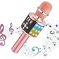 Verkstar カラオケマイク Bluetooth マイク ワイヤレスマイク ブルートゥースマイク 録音可能 LEDライト付き&イヤフォンジャック付き TFカード機能 Android/iPhone/PCに対応 日本語説明書 ローズゴールド