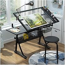 ▼製図、イラスト用デスク　未使用品 Amazon.co.jp: 製図用デスク,高さ調節可能製図テーブル チルト