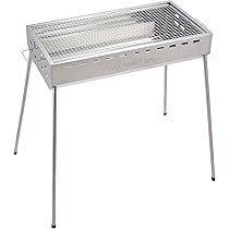 キャプテンスタッグ バーベキューコンロ　アミ・鉄板 付属 BBQグリル バーベキューコンロ フラッグ ステンレスV型 グリル 鉄板付き