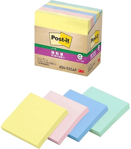 Amazon.co.jp: ポストイット 付箋 強粘着 ノート パステルカラー