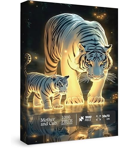 Amazon | PICKFORU ホワイトタイガーパズル 大人用 1000ピース 自然
