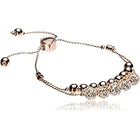 GUESS Womens Double Row Round Bead and Fireball Slider Bracelet