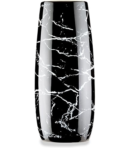 Torre & Tagus 11" Tall Ceramic Black And White Striped Vase - Hand
