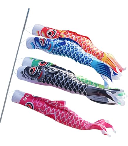 黒色の鯉のぼり（室内、庭、ベランダ用）セット こいのぼり 鯉のぼり セット ベランダ 豪華 吹き流し ポール付き