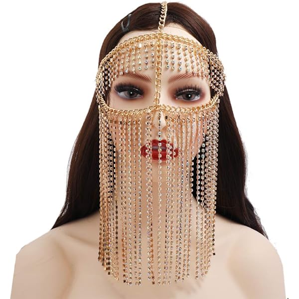 Amazon.co.jp: フェイククリスタルタッセルマスカレードマスク