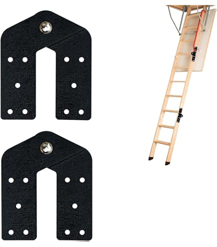 Attic Ladder Hinge Replacement Kit – Heavy-Duty Aluminum Hinges, Black, For Herringbone, Folding & Pull-Down Attic Stairs, 390lb Capacity