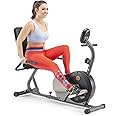 Marcy Magnetic Recumbent Exercise Bike with Adjustable Length and 8 Resistance Levels NS-716R