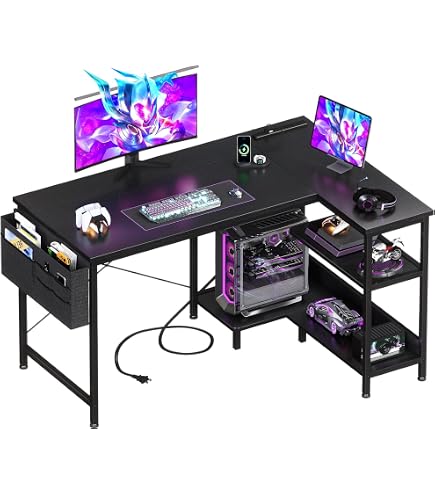 Amazon | Vexnar コーナーゲームデスク L字型 オフィス 省スペース