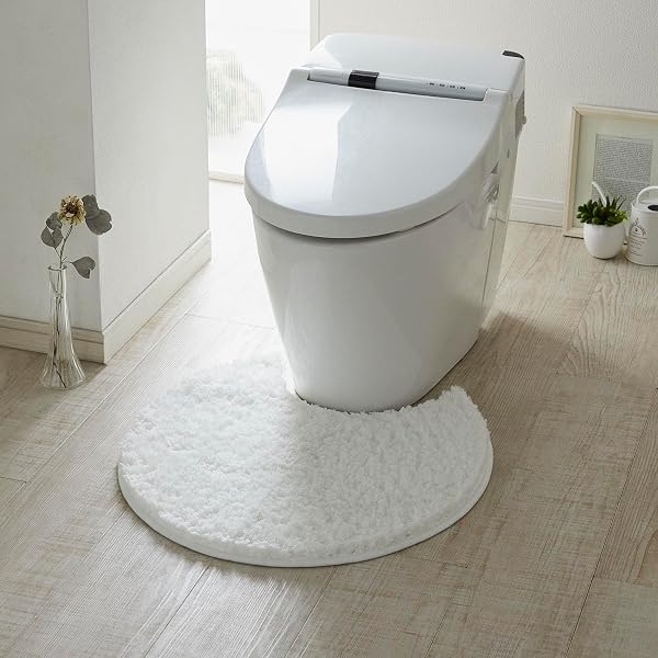 Belle Maison Toilet Mat, Washable, White, Standard (Round), No Lid Cover - 1