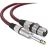 XLR メスから1/4インチ TSケーブル 2M 2本、UGOMI ナイロンを編んでいるマイク・ケーブルTS 6.35 mmのモノラルアンバランスマイク・ケーブル（TS to XLRケーブル)
