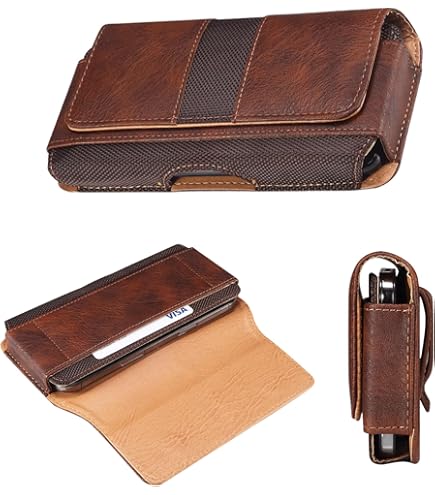 Turtleback Belt Case Designed For IPhone 12 Pro Max 5G (2020) Fits W/OB Defender Or Bulky Cases, Black Leather Holster Pouch With Heavy Duty Rotating Belt Clip, Horizontal Made In USA