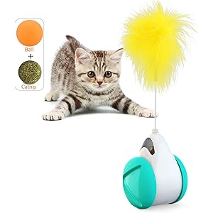 猫じゃらし 猫用おもちゃ じゃれ猫 ペット用品 タンブラー車 ペットおもちゃ 自動回転ボール じゃらし遊び 蹴り 一人遊…