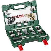 Bosch Accessories 91-Piece V-Line Titanium Drill Bit and Screwdriver Bit Set with Ratcheting Screwdriver (For Wood, Masonry, 