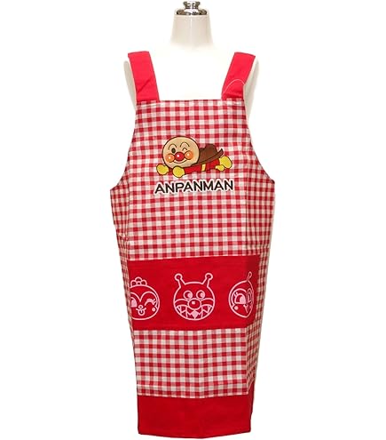 アンパンエプロン【美品】　いっしょにかこう 送料無料 アンパンマン 子供 エプロン 110cm ブルー 44×40cm