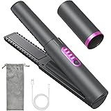 B-Qtech Cordless Hair Straighteners Curler 2 in 1, Mini Portable Travel Wireless Flat Iron, Fast Heat Up, Anti-Scald 3-Level 