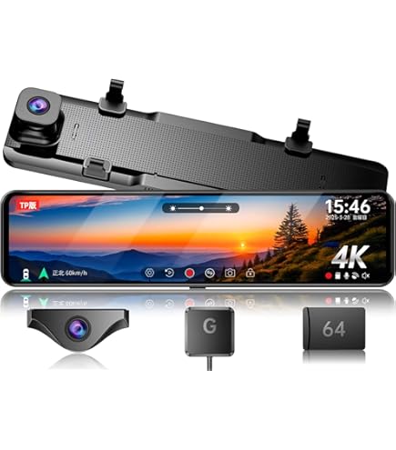 Amazon.co.jp: JADO ドライブレコーダー ミラー型 4K 12インチ