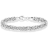 MiaBella 925 Sterling Silver Italian Byzantine Link Bracelet, 7.25"-8"