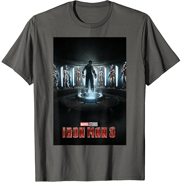 マーベル 映画ポスターデザイン 半袖プリントシャツ Amazon | Marvel Studios アイアンマン 3 映画ポスター