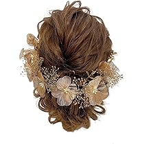 Amazon.co.jp: ゴールドフラワー ヘッドドレス ドライフラワー