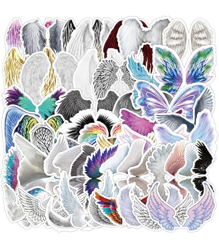 CRASPIRE 9-Piece Angel Wing Sticker Set – Metal, Waterproof Decals For Crafts, Phones, Bottles & More