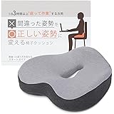 大人のカラダ改善計画 １日３時間以上座って作業する方の姿勢を補正する椅子クッションとスタートガイドのセット 間違った座り方を正しくする １日３時間以上座って作業する方用 座布団 ゲルクッション 椅子 お尻クッション 円座 低反発 テレワーク デスクワ