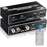 avedio links HDMI音声分離器 光デジタル 4K@60Hz HDMI 切り替え器2入力1出力 ARC リモコン付き HDMI 2.0 bスイッチャー 音声分離 光SPDIF +同軸+アナログRCAステレオ 出力 PS3/4 Xbox/ホ
