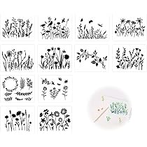Amazon.co.jp: ステンシルシート【12枚セット】花 蝶 描画テンプレート