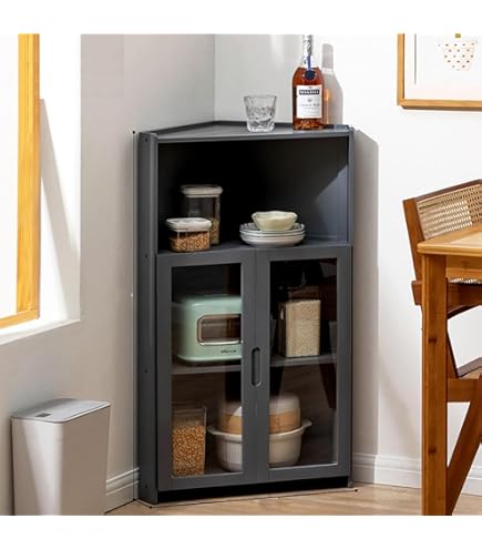 Amazon｜JSLJDM コーナーキャビネット 三角収納食器棚 コーナー