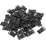 [uxcell] サイドリリースバックル ブラック プラスチック製 50個 バックパックストラップ 2CM 幅用