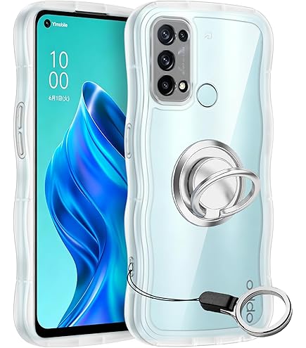Amazon.co.jp: OPPO Reno5 A ケースブルー ウェーブ リング付き TPU