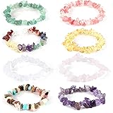 Yafe Chakra Bracelets for Women, 8pcs Natural Colorful Crystal Bracelets for 7 Chakra Lrregular Gemstone Bracelets Crystal Ch