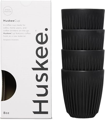 Huskee Reusable Coffee Cup Lid Huskee 36 cl / Set de 6 Charcoal