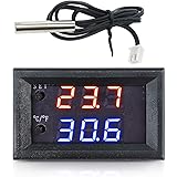 DC 12V LEDサーモスタット デジタル温度コントローラー, DiyStudio W1209-WKミニ制御温度計 -50℃〜110℃、0.1℃の高精度測定用防水NTC温度センサー、温度調整可能なのスイッチモジュール、家庭用冷凍庫/水槽/飼育場/水