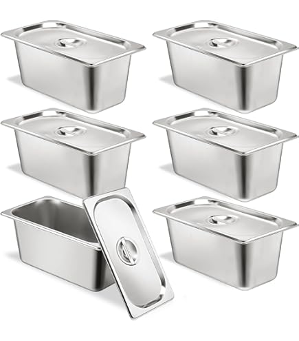 ホテルパン蓋付き６個 Amazon.co.jp: ホテルパン 6セット 1/6サイズ 深さ6インチ