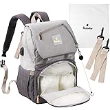 [Ponbaby] マザーズリュック ベーシックモデル (大容量 / 16のポケット) マザーズバッグ リュック 軽量 多機能 USBポート付き 出産祝い プレゼント
