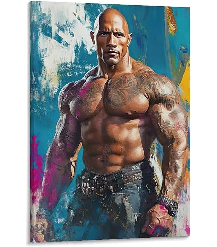 Amazon.co.jp: ドウェインジョンソンの筋肉 キャンバス ポスター 印刷