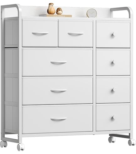 Amazon｜木製ハイチェスト 87センチ幅5段7杯引出し ホワイト色 (白色