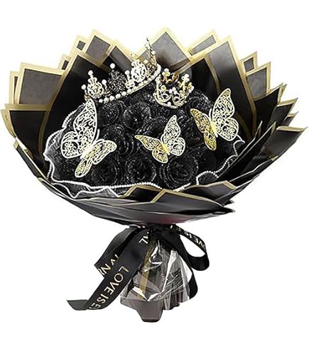 Amazon｜キラキラ輝く 造花バラブーケ ラメ付き ロマンティックギフト
